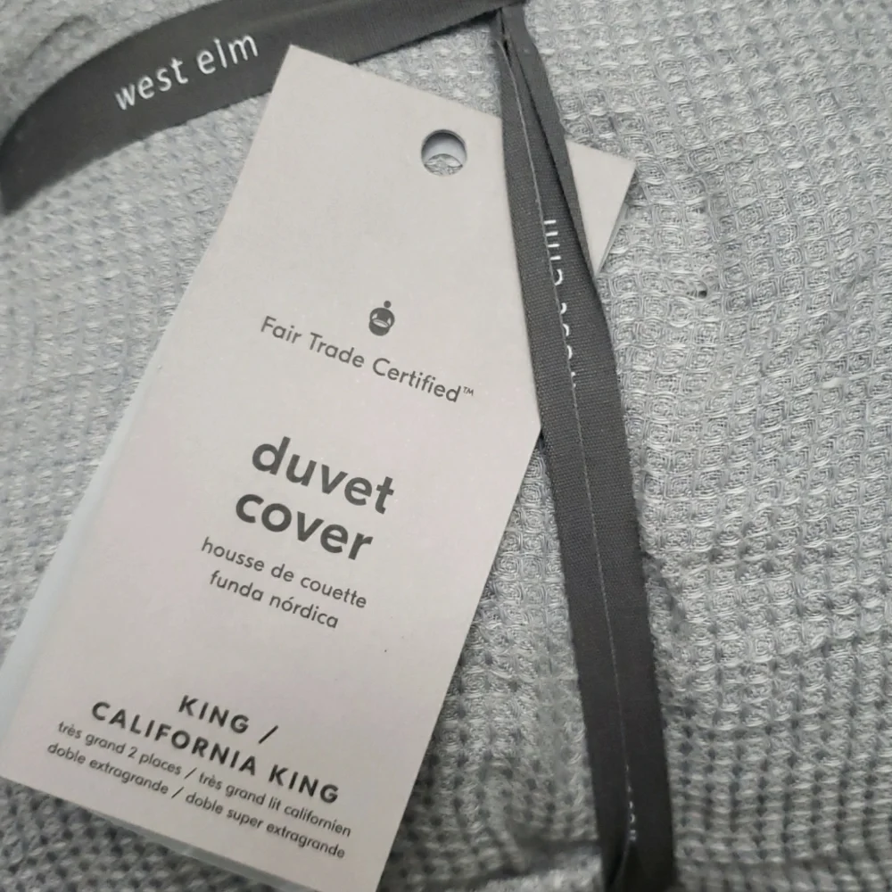 ❤️BUY 2 GET 1 FREE West Elm Flax Linen Waffle Duvet Cover, King & Full/Queen